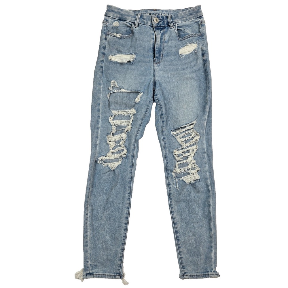American Eagle Distressed‎ Stretch Jeans Size 6 Blue Womens